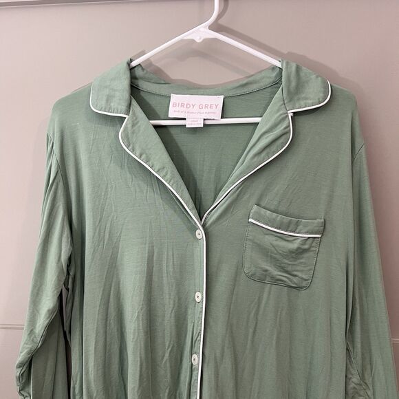 Birdy Grey Bamboo Jonny Long Sleeve Cozy Pajama Shirt Women Sz Small Green EUC - Picture 4 of 13